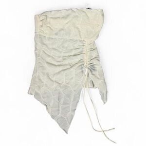 Urban Outfitters Ivory Ruched Strapless Asymmetrical Tie Top XS NWT Boho Cottage